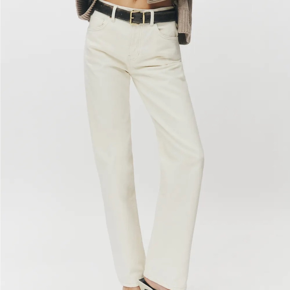 Reformation Val 90s Mid Rise Straight Jeans Ivory - Size 29 - Picture 3 of 6